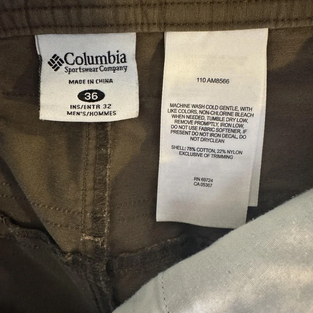 Columbia‎ Pants Mens 36x32 Green Omni-Shield Straight Leg Hiking Outdoor Travel